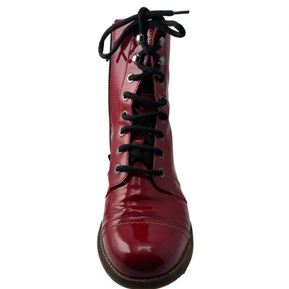 Unity In Diversity Red Patent Combat Boots - Picture 8 of 13